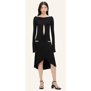 New!‎ courrèges DROP ZIPPED CREPE JERSEY DRESS In Black Sz 38 US 6  $1,780